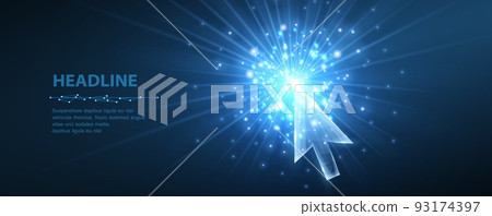 Click. Computer mouse arrow cursor pointer. Click here button, buy now, online oder, digital icon, web link, choice concept. 93174397