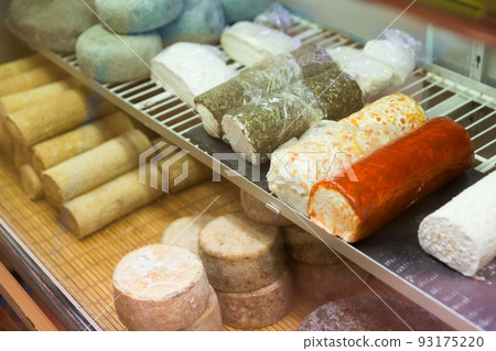 Delicious goat cheese on the supermarket showcase 93175220