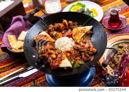 Sauteed lamb with vegetables Choban Kavurma served with rice Sauteed lamb with vegetables Choban Kavurma served with rice 93175244