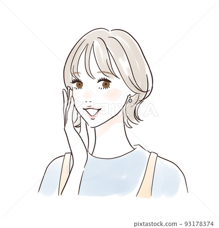 Happy woman looking at you with a smile Short bob 93178374