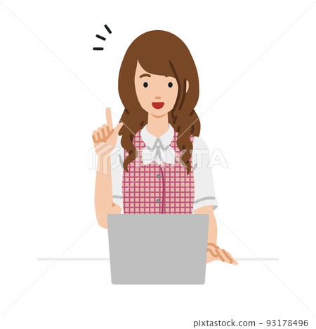 一位身著文員制服的女士坐在辦公桌前,打開電腦,有了一些靈感 一位身著文員制服的女士坐在辦公桌前,打開電腦,有了一些靈感 93178496