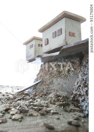 Collapse of house due to landslide 93179804