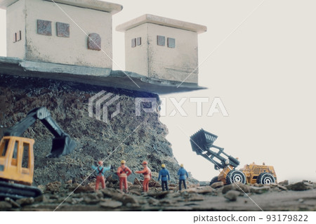 Collapse of house due to landslide Collapse of house due to landslide 93179822