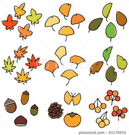 Cartoon _ autumn nature set _ handwriting 93179850