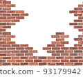 A frame in which the reddish-brown brick wall is exquisitely collapsed from the middle to about 50% 93179942