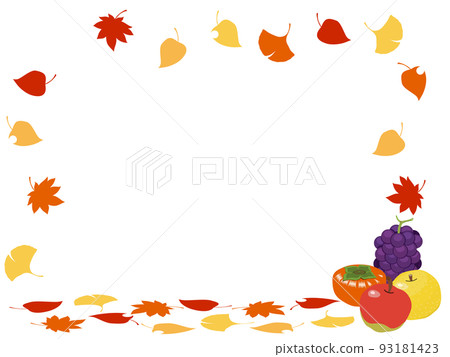Frame material of autumn fruits and fallen leaves 93181423