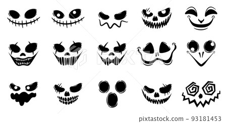 horror and scary faces halloween vector set silhouette 93181453