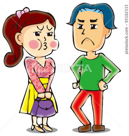A couple of colorful men and women who are likely to have a suspicious fight A couple of colorful men and women who are likely to have a suspicious fight 93182315