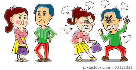 A colorful couple of men and women who developed into a big fight from a skirmish 93182321