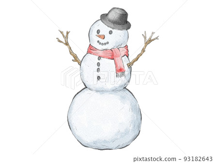 三層雪人插圖（水彩風格） 93182643