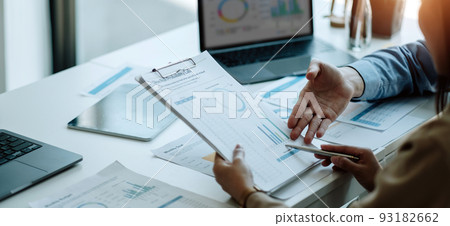 Business People Analyzing Statistics Business Documents, Financial Concept 93182662