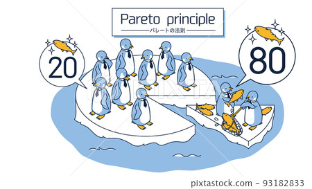 想像帕累托定律的企鵝等距插圖 93182833