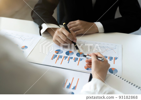 Business people meeting and working with financial report, talking about business plan for investment, finance analysis concept 93182868