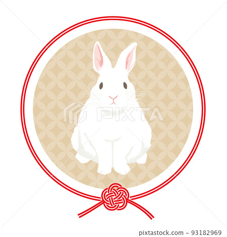 一隻兔子在 mizuhiki 裝飾中的插圖 一隻兔子在 mizuhiki 裝飾中的插圖 93182969