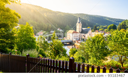 Rozmberk town panorama in South Bohemia 93183467