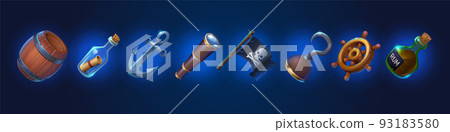 Pirate game icons, cartoon user interface elements Pirate game icons, cartoon user interface elements 93183580