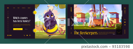 Beekeeping landing page cartoon templates set Beekeeping landing page cartoon templates set 93183598