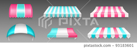 Shop, cafe or market canopy, striped awning 93183601