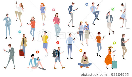 Vector illustration material: people using smartphones, set 93184965
