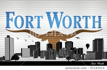 The Fort Worth city skyline with flag background The Fort Worth city skyline with flag background 93185814