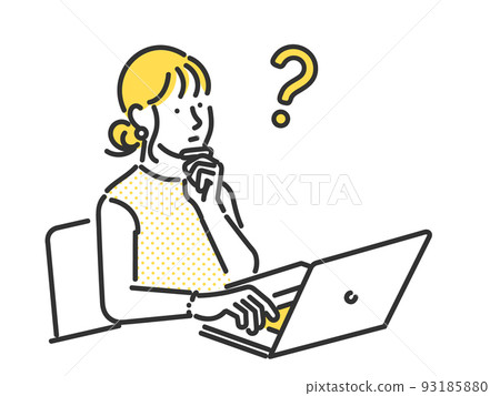 Image illustration material of a woman operating a laptop 93185880