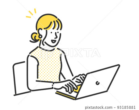 女性操作筆記本電腦的圖像插圖素材 93185881
