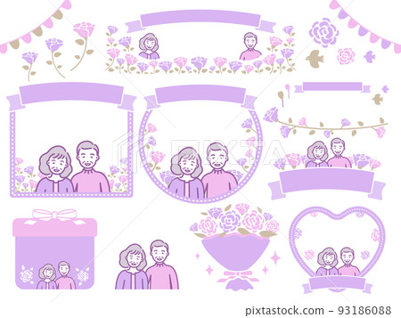 Respect for the Aged Day illustration and frame material_no purple letters 93186088