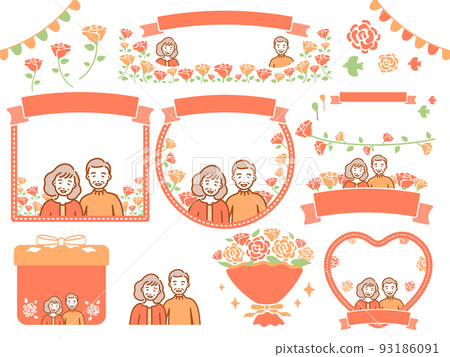 Illustration and frame material for Respect for the Aged Day_orange letters 93186091