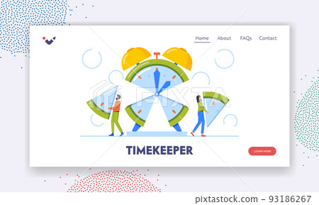 Timekeeper Landing Page Template. Time Management and Project Task Allocation Concept. Characters Dividing Clock Face 93186267