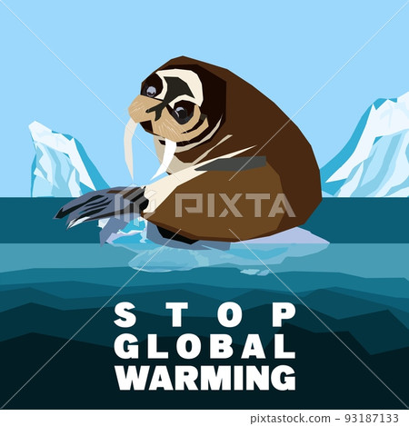 Global warming concept. Stop Global warming vector poster Global warming concept. Stop Global warming vector poster 93187133