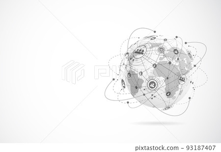 Global network connection. World map point and line composition concept of global business. Vector Illustration Global network connection. World map point and line composition concept of global business. Vector Illustration 93187407