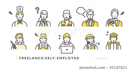 自由職業者/獨資經營者的圖像插圖材料,表情困擾 自由職業者/獨資經營者的圖像插圖材料,表情困擾 93187823