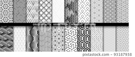 Geometric set of seamless black and white patterns. Simpless vector graphics 93187938