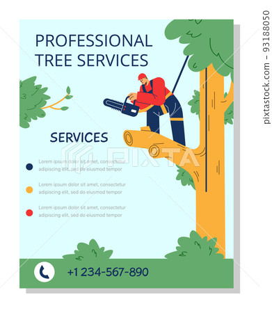 Poster about professional tree services flat style, vector illustration 93188050