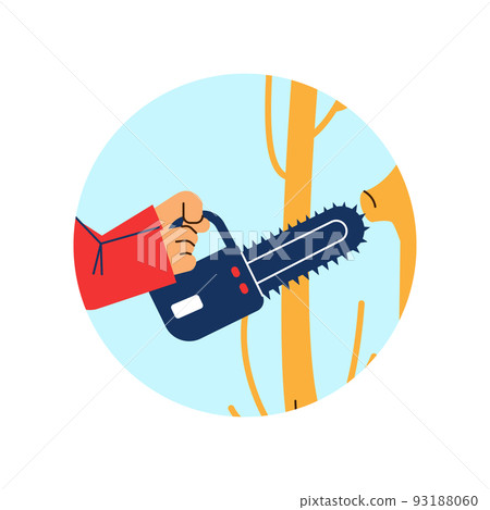 Round icon about tree trimming flat style, vector illustration 93188060