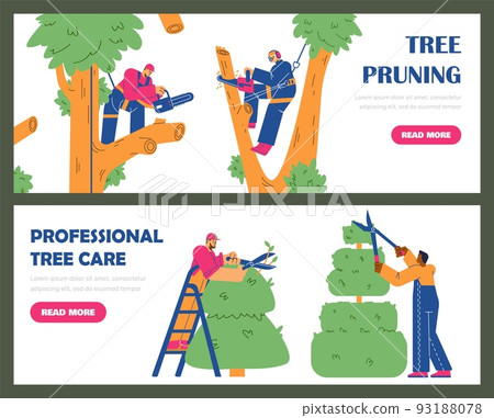 Set of website banner templates about tree trimming flat style, vector illustration Set of website banner templates about tree trimming flat style, vector illustration 93188078