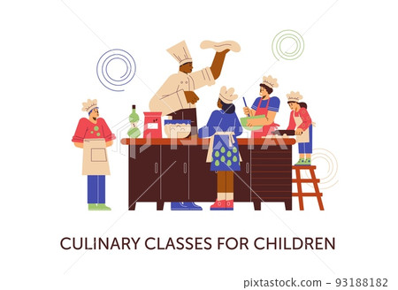 Culinary classes for children banner flat style, vector illustration 93188182