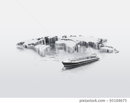 世界地圖和貿易貨船和進出口的全球產業和經濟 93188675