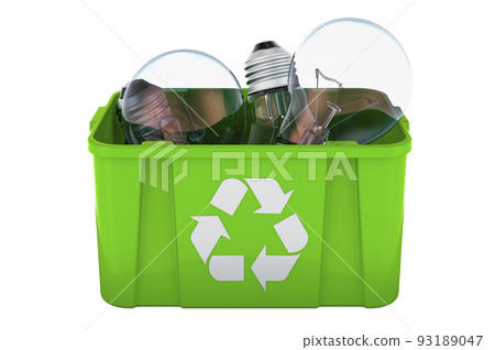 Recycling trashcan with lightbulbs, 3D rendering 93189047