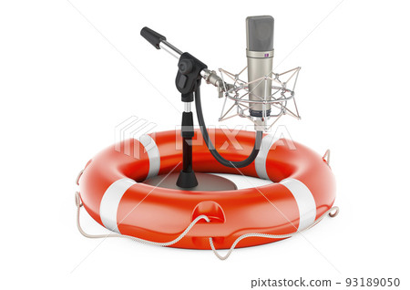Studio microphone with lifebelt, 3D rendering 93189050