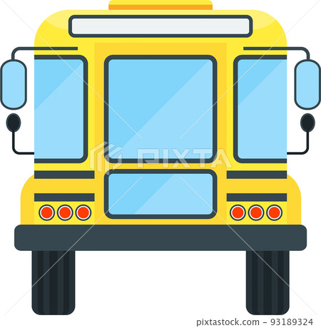 Yellow school bus back view. Transporting schoolchildren. Yellow school bus back view. Transporting schoolchildren. 93189324