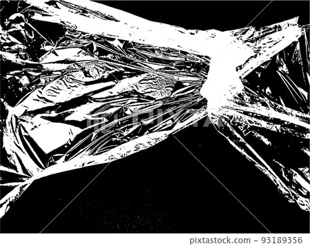 Black and white stretched plastic film. Urban vector grunge background. 93189356