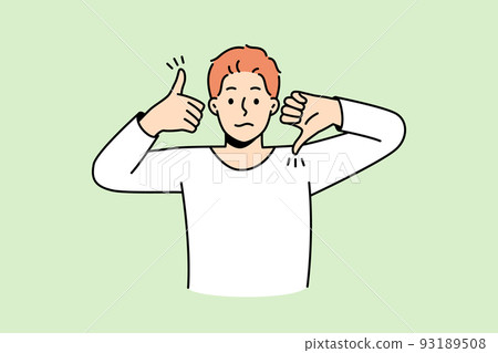 Frustrated man show like and dislike Frustrated man show like and dislike 93189508