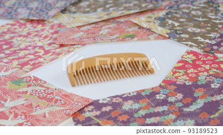 Boxwood comb and chiyogami Japanese style image Boxwood comb and chiyogami Japanese style image 93189523