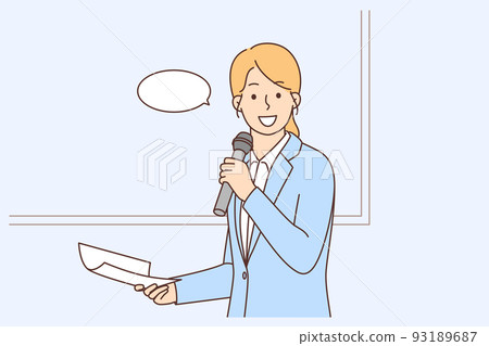 Smiling businesswoman make presentation  93189687