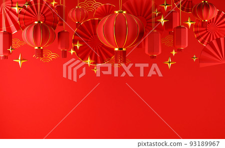 Chinese red luxury background with pedestal, podium, round stage Chinese red luxury background with pedestal, podium, round stage 93189967