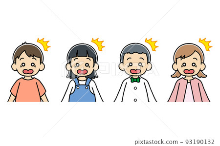 Child surprised toddler boy girl facial expression upper body illustration 93190132