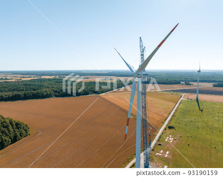 Wind Turbine Construction. Aerial view. Wind Turbine Construction. Aerial view. 93190159