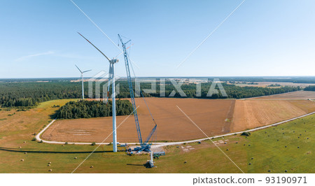 Wind Turbine Construction. Aerial view. 93190971