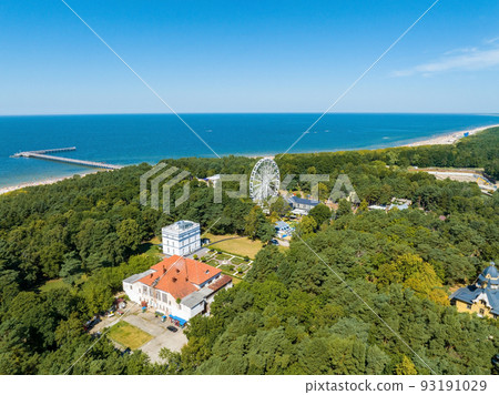Aerial view of the Palanga resort town in Lithuania. Aerial view of the Palanga resort town in Lithuania. 93191029
